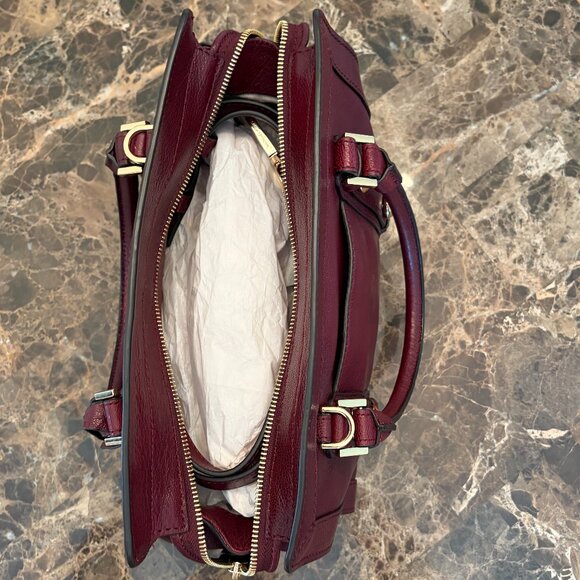 MICHAEL KORS Collins Studded Medium Leather Satchel in Merlot - Picture 7 of 14